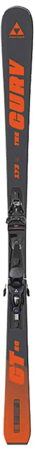 Fischer XTR THE CURV GT80 RT schwarz-orange Abfahrtsski mit Bindung, vertikal dargestellt.